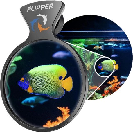 Flipper Visor Acuario Magnético 4" Negro Para Vidrio Y Acrílico Lupa