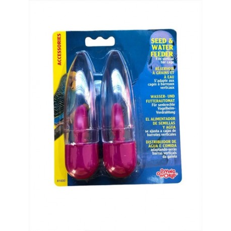 Living World Comedero + Bebedero Vertical 81600 Violeta
