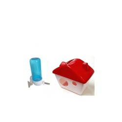 Kit Elpe Rojo Casita + Bebedero + Rueda ejercicio Chica