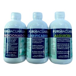 Combo Puro Acuarium Acondicionador + Clarificador + Alguicida 3x250 ml