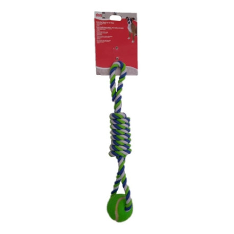 Dogits Soga Tricolor con Pelota de Tenis 46 cm