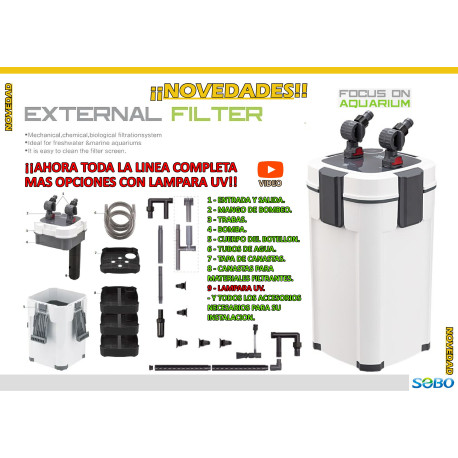 Filtro Sobo AQ-907F-UV 1500 l/h 15 w